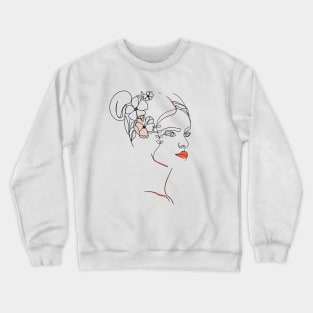 One line continuous woman face. Continuous line pattern. Trendy hand drawn textures. Crewneck Sweatshirt